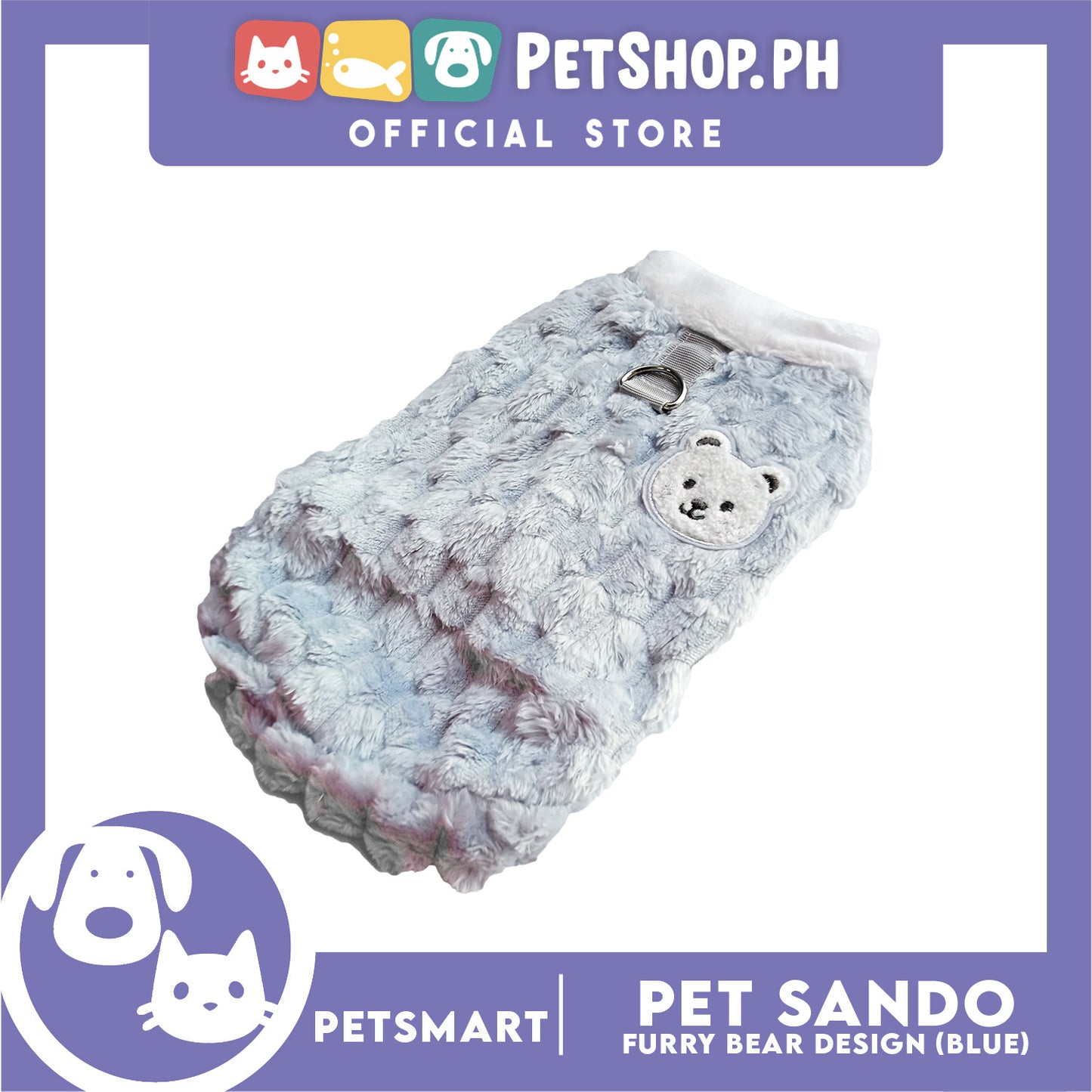 Pet Sando Furry Bear Design Blue (Medium) For Cats and Dogs