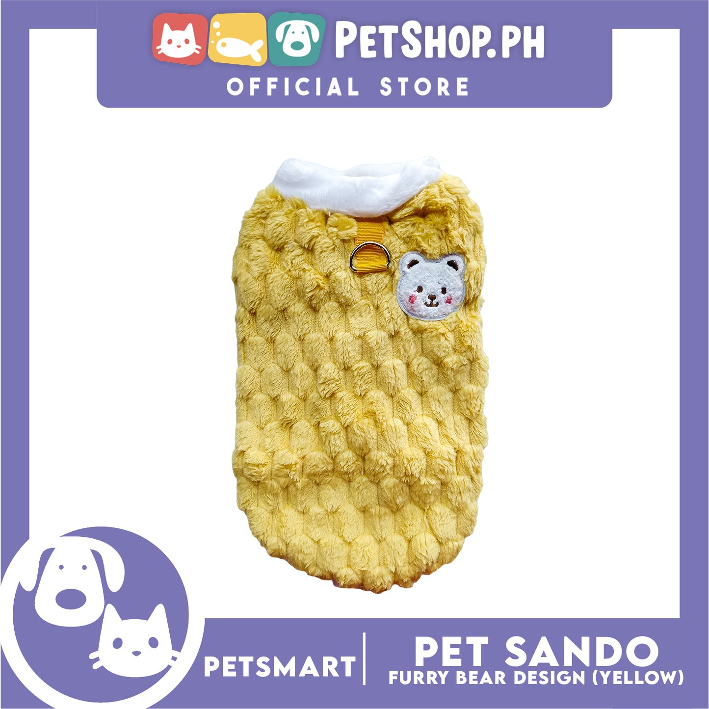 Pet Sando Furry Bear Design Yellow (Large) For Cats and Dogs