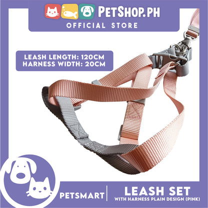 Pet Harness with Leash Plain Design (Pink)