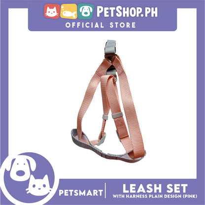 Pet Harness with Leash Plain Design (Pink)