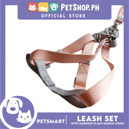 Pet Harness with Leash Plain Design (Pink)