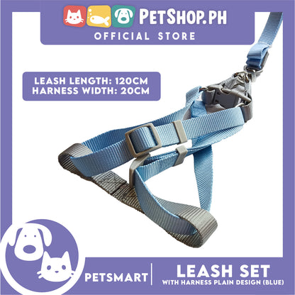 Pet Harness with Leash Plain Design (Blue)