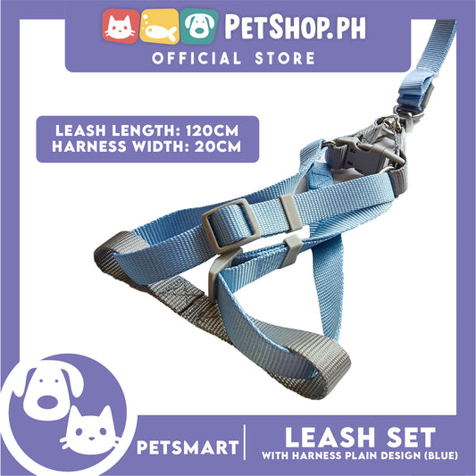 Pet Harness with Leash Plain Design (Blue)