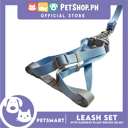 Pet Harness with Leash Plain Design (Blue)