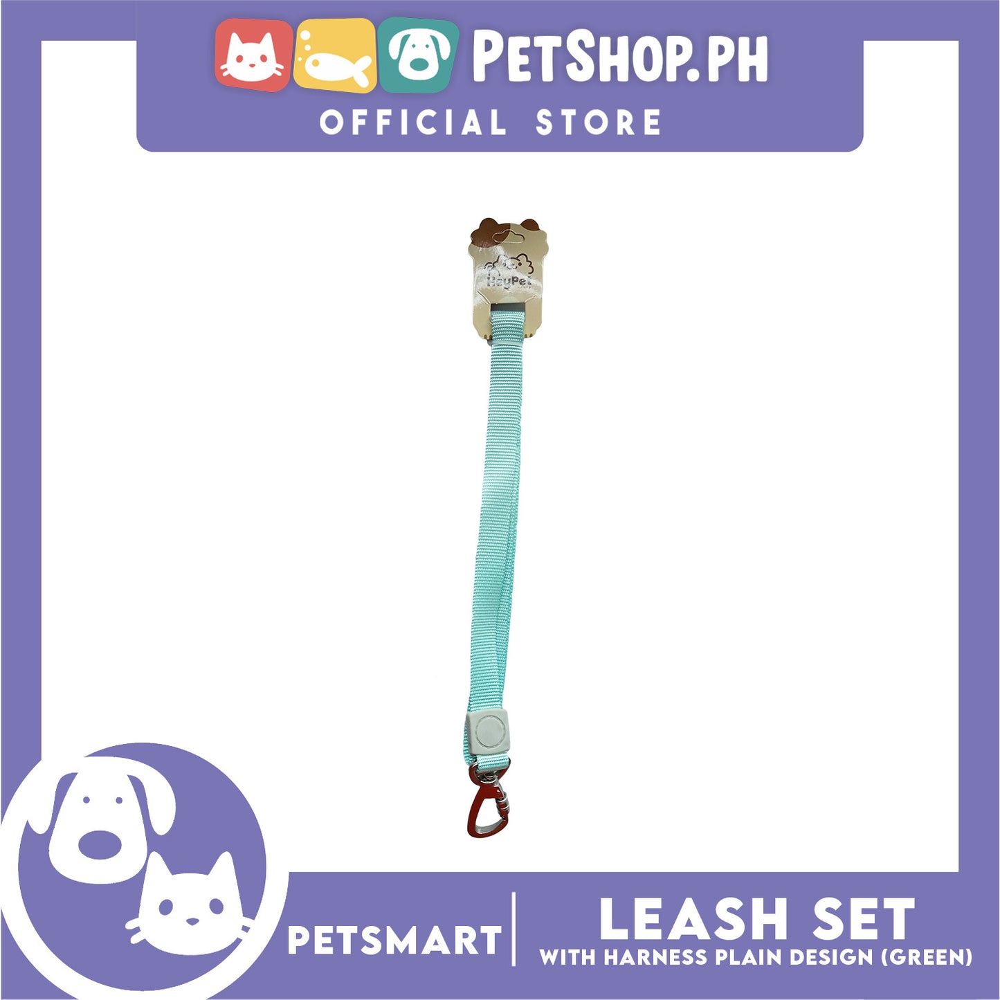 Pet Harness with Leash Plain Design (Green)