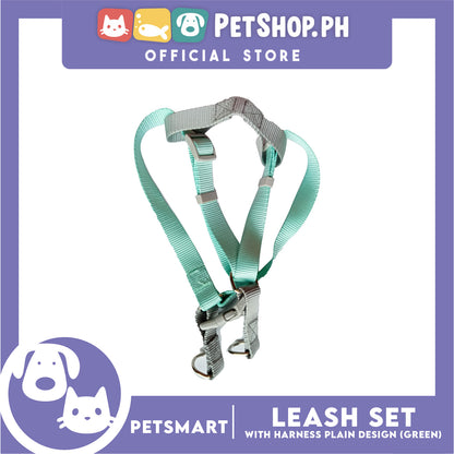 Pet Harness with Leash Plain Design (Green)