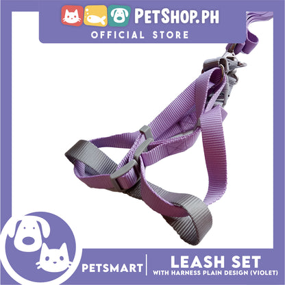 Pet Harness with Leash Plain Design (Violet)