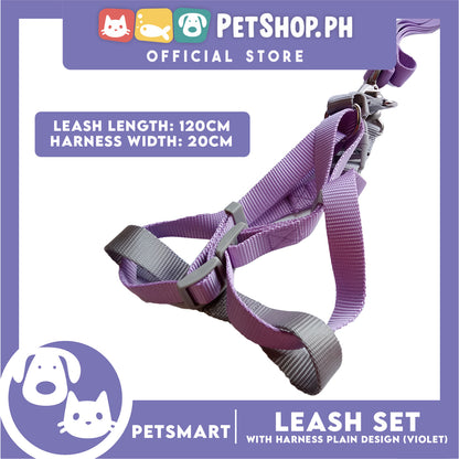 Pet Harness with Leash Plain Design (Violet)