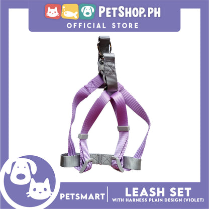 Pet Harness with Leash Plain Design (Violet)