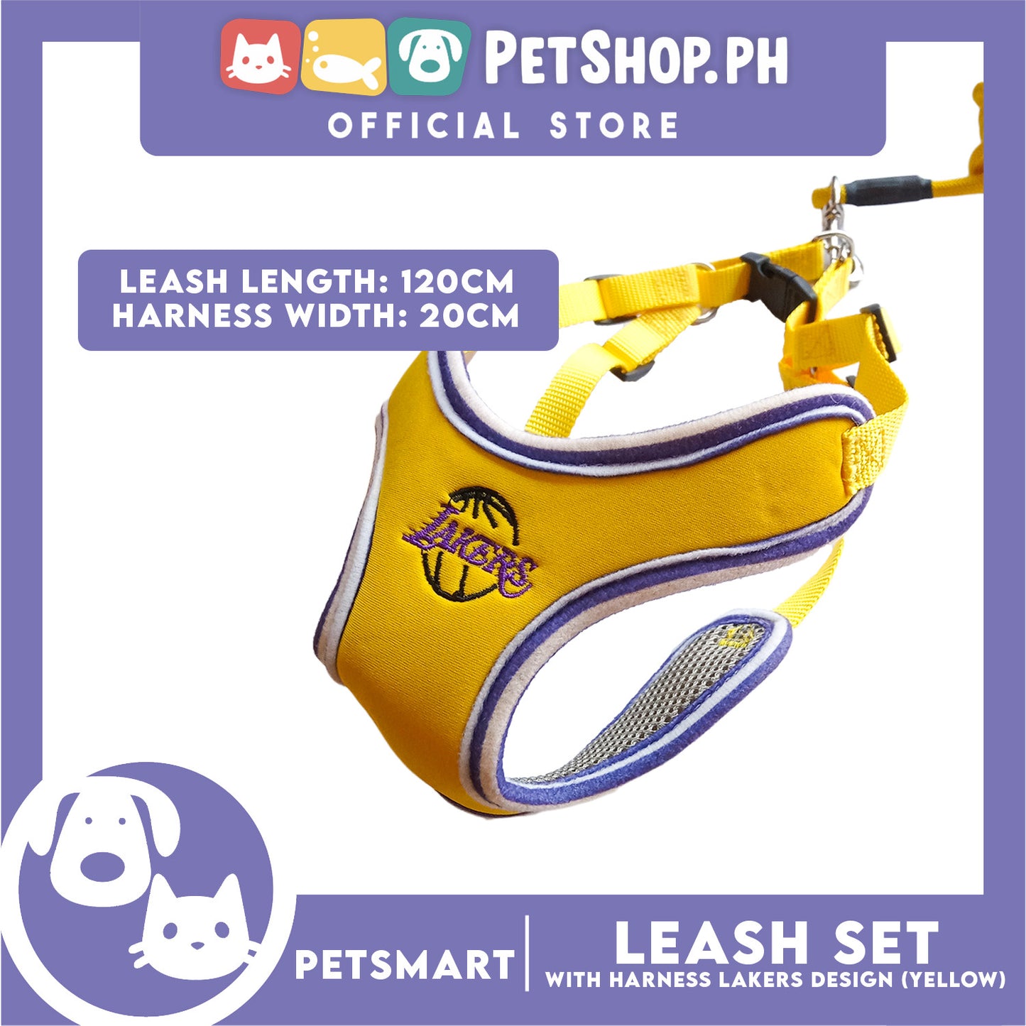 Pet Harness with Leash Lakers Basketball Design