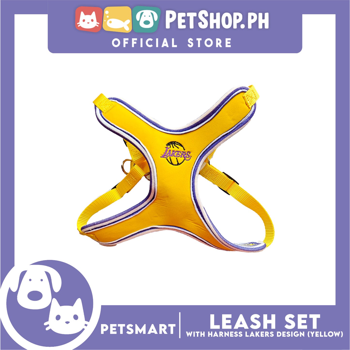 Pet Harness with Leash Lakers Basketball Design