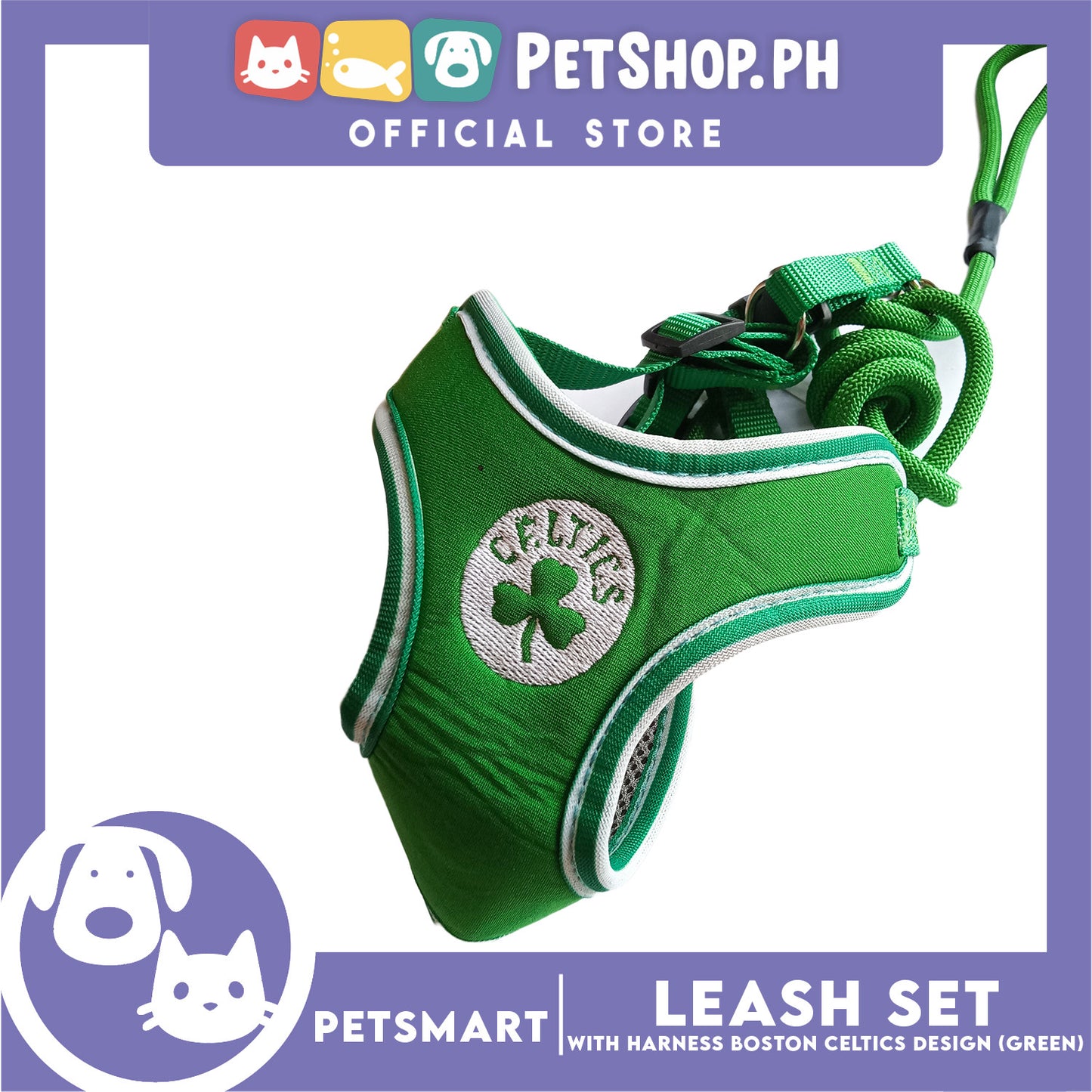 Pet Harness with Leash Boston Celtics Basketball Design