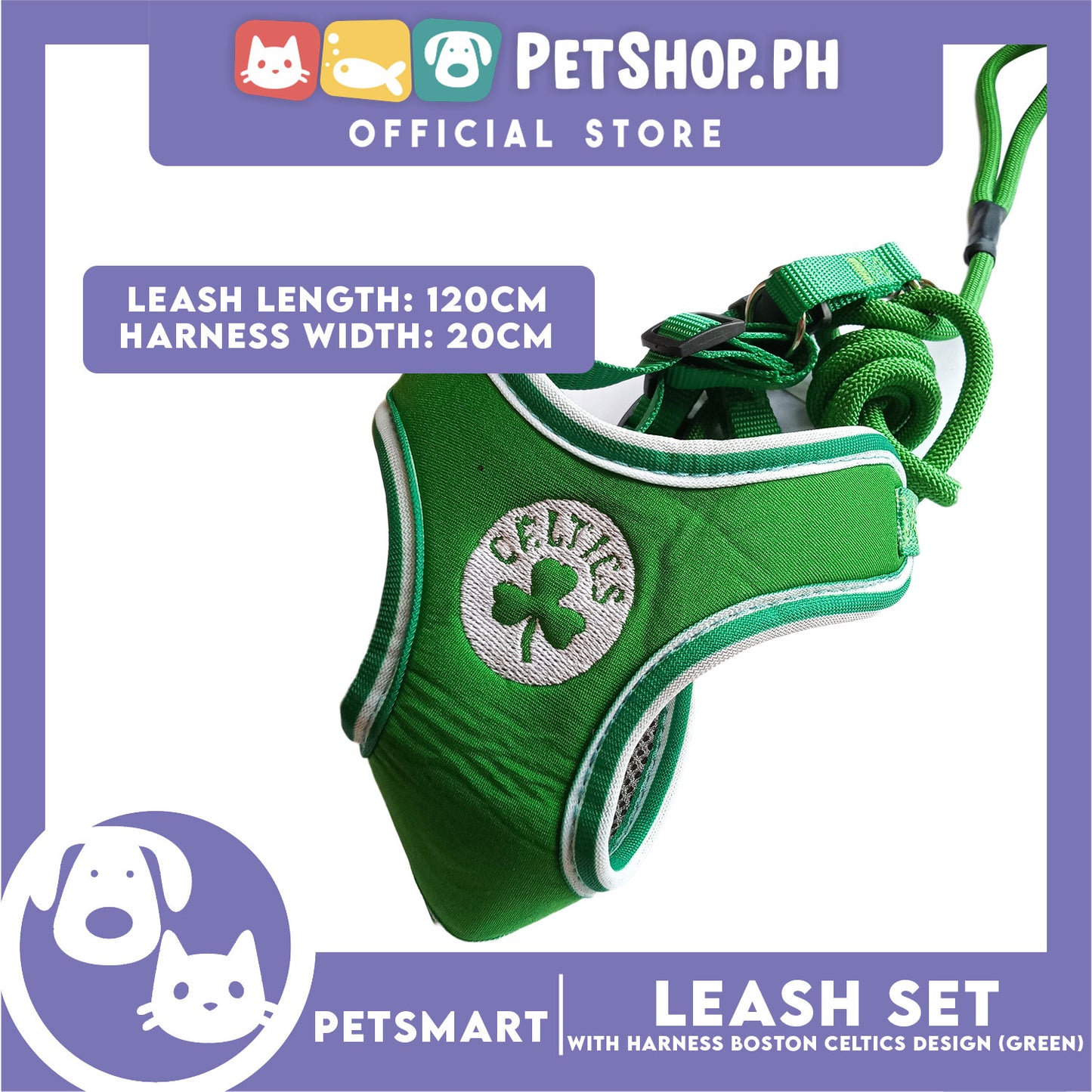 Pet Harness with Leash Boston Celtics Basketball Design