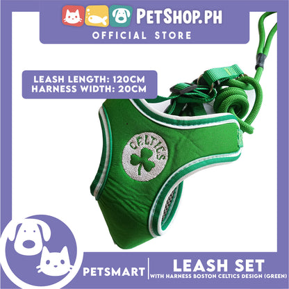 Pet Harness with Leash Boston Celtics Basketball Design