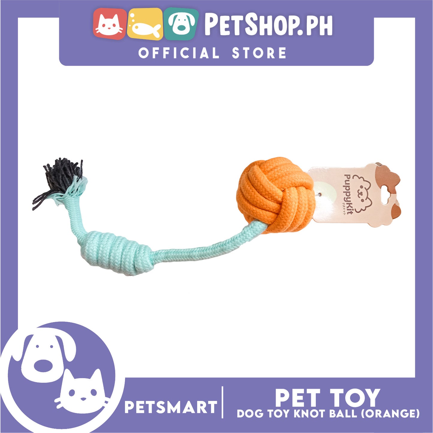 Pet Toy Knot Ball Design (Orange)