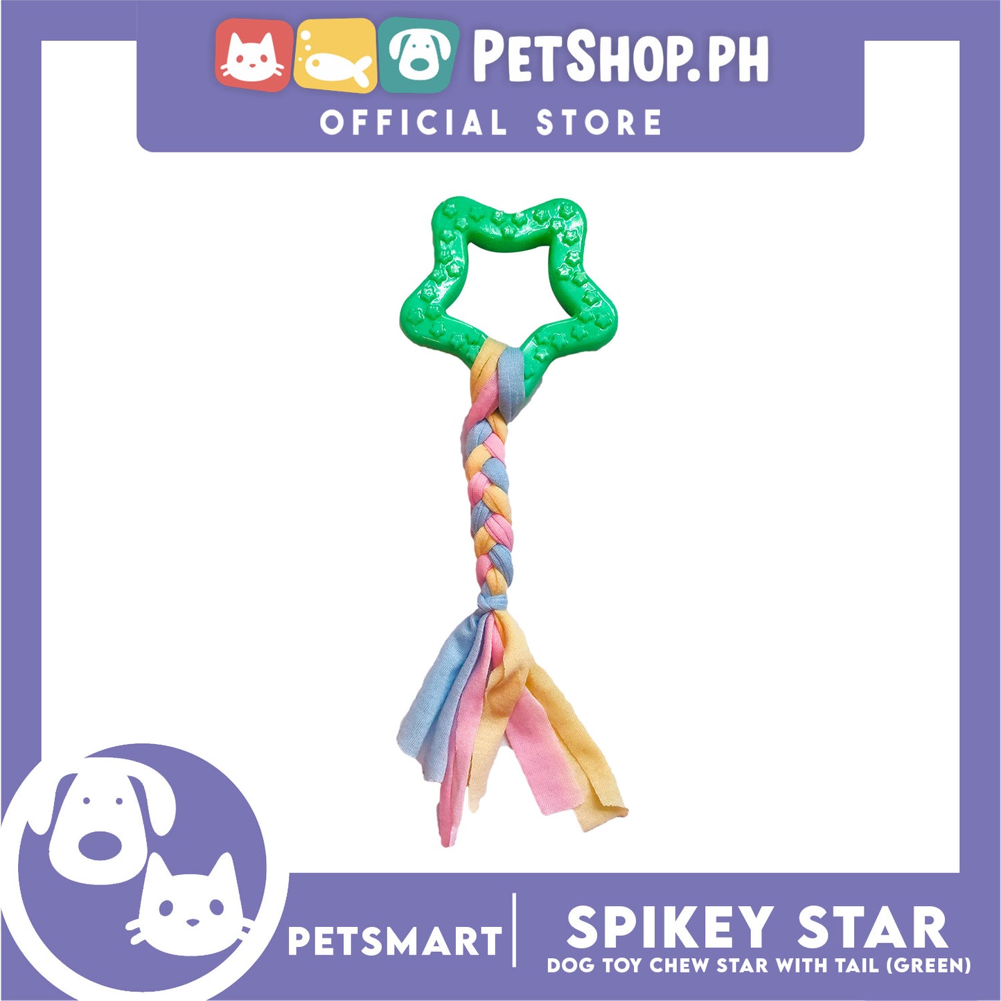 Pet Toy Dog Chew Star with Tail (Green)