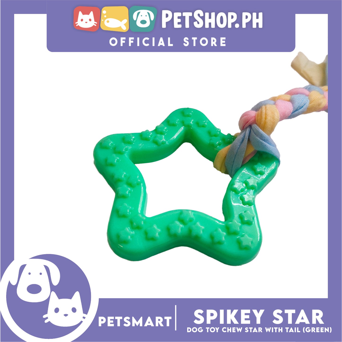 Pet Toy Dog Chew Star with Tail (Green)
