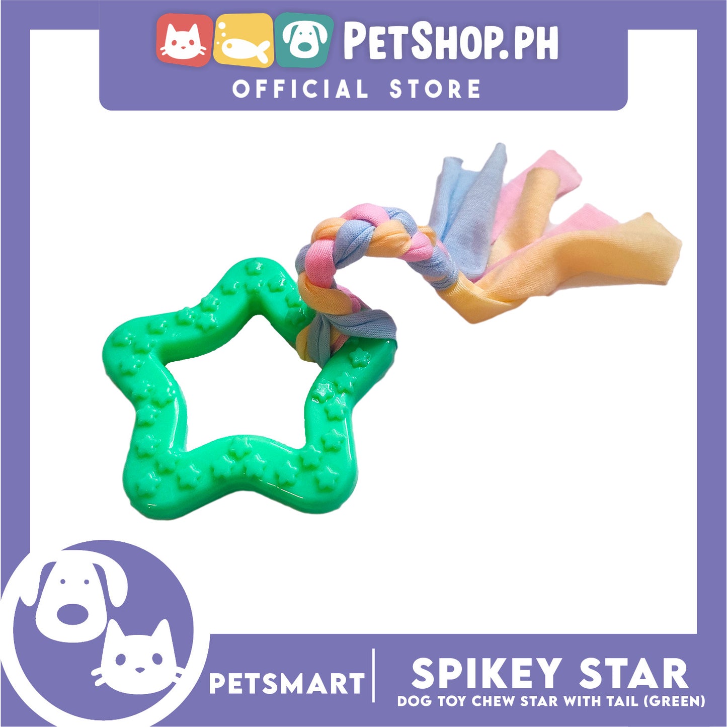 Pet Toy Dog Chew Star with Tail (Green)