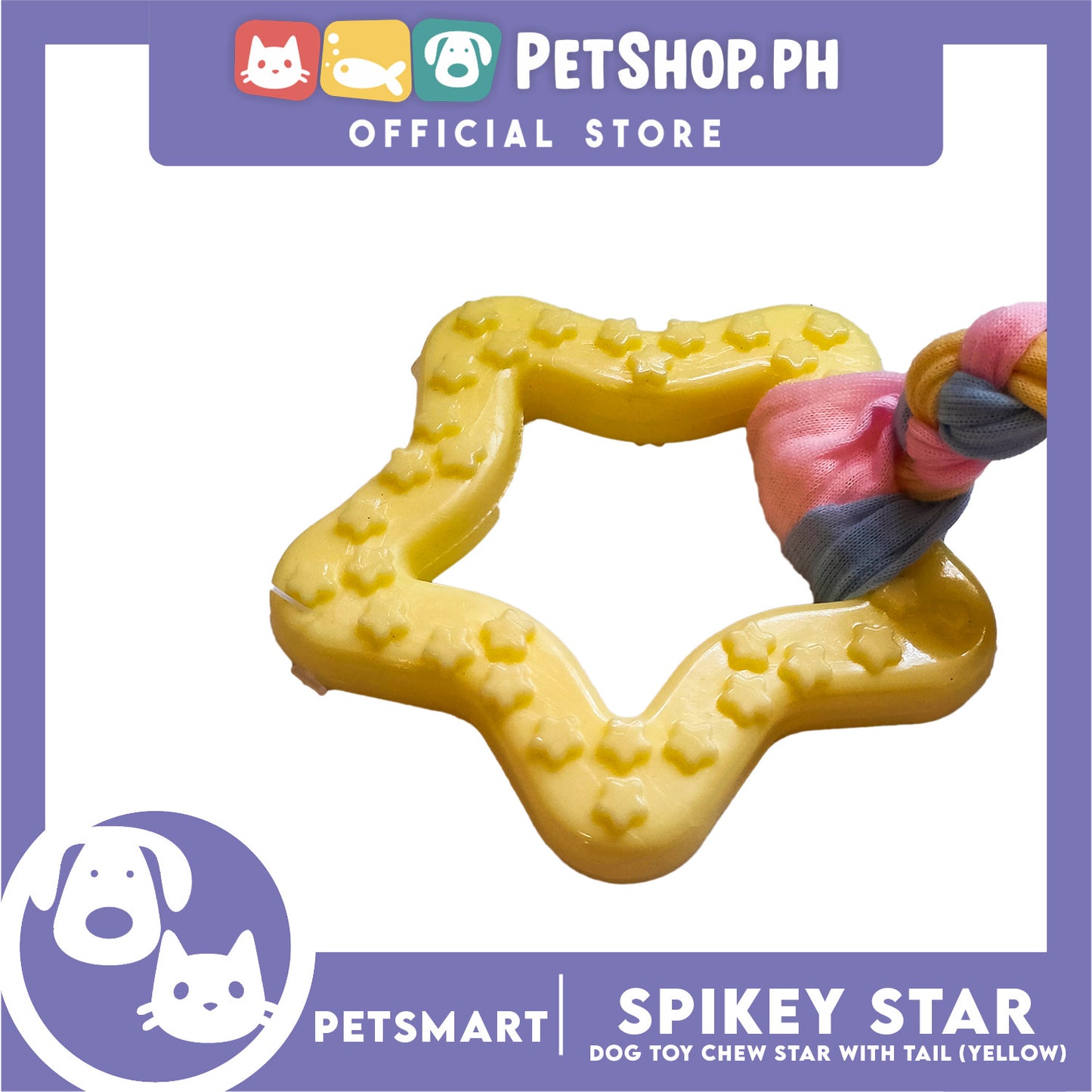Pet Toy Dog Chew Star with Tail (Yellow)