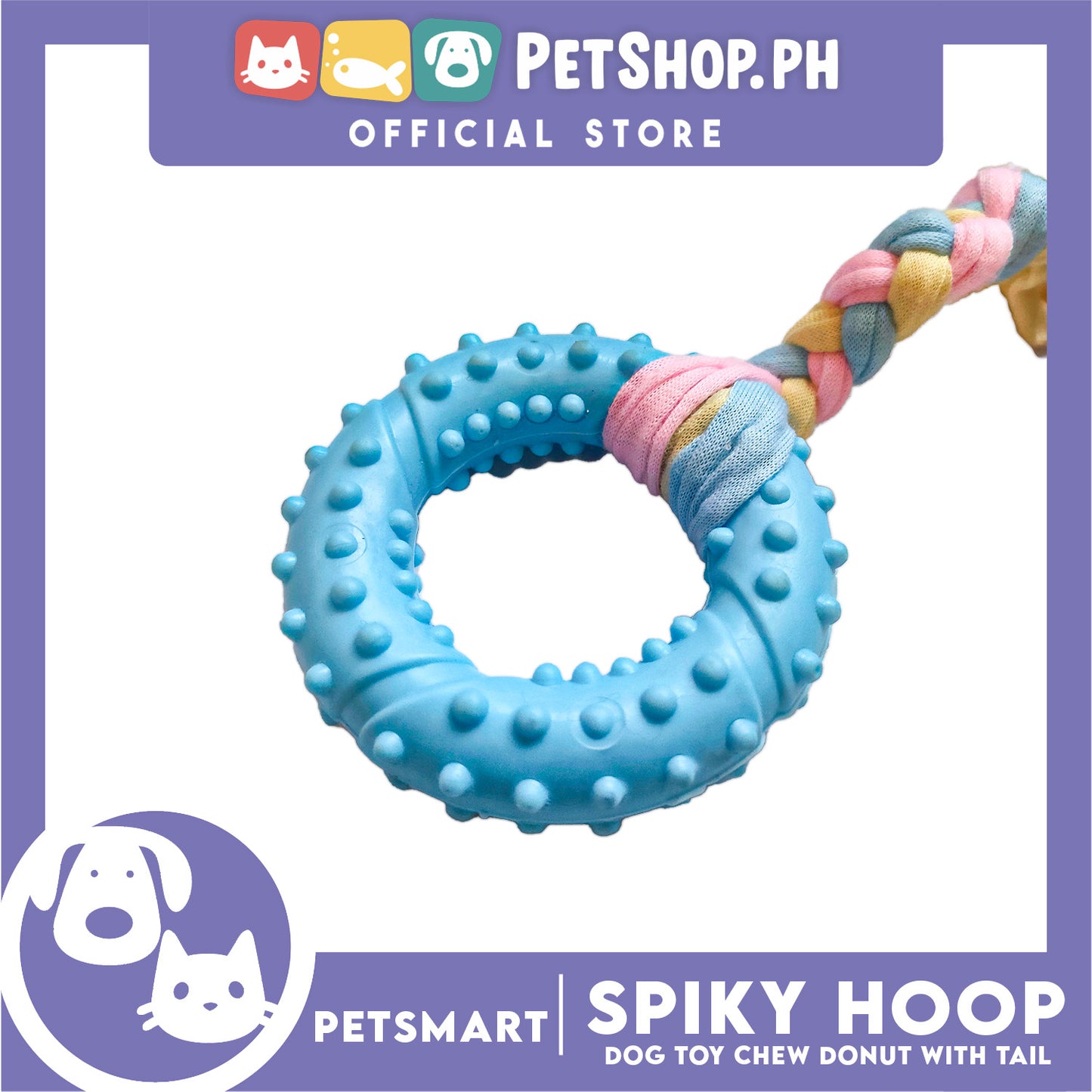 Pet Toy Dog Chew Donut Design with Tail (Blue)