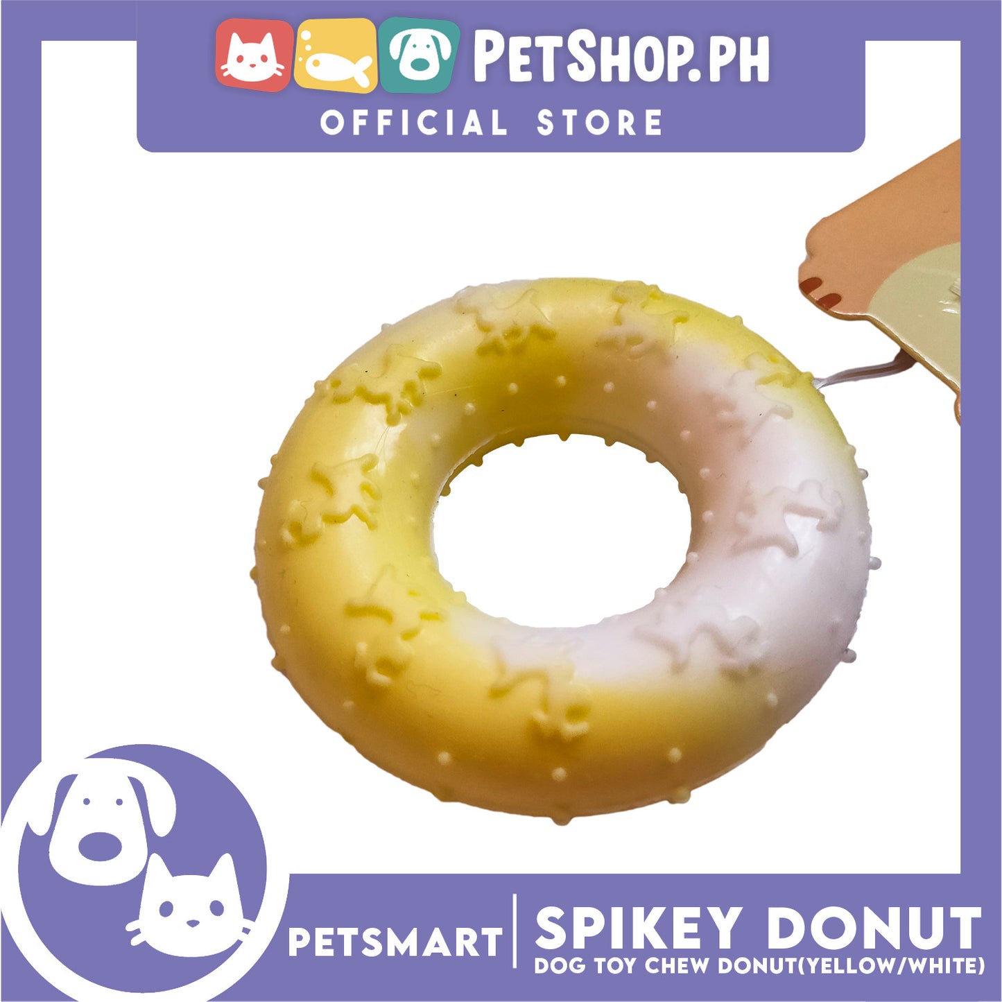 Pet Toy Dog Chew Donut Design (Yellow)