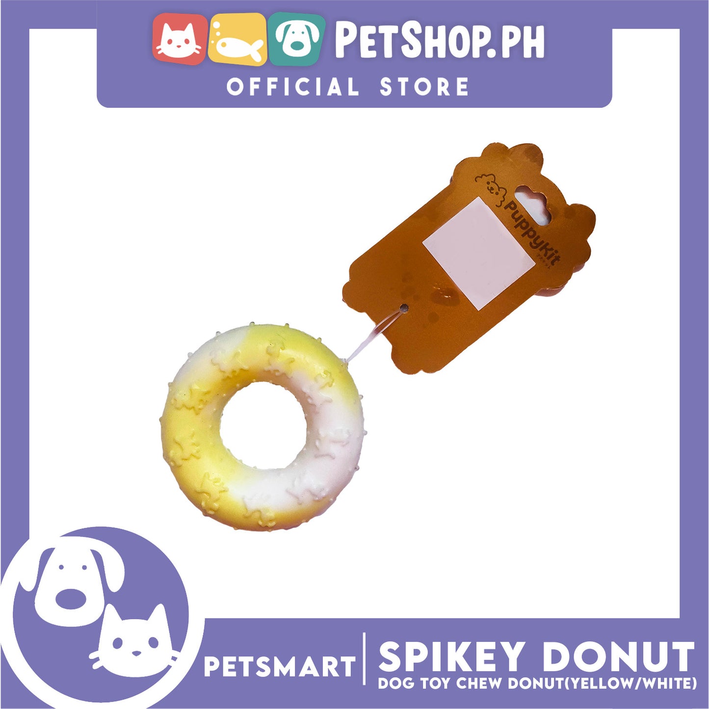 Pet Toy Dog Chew Donut Design (Yellow)