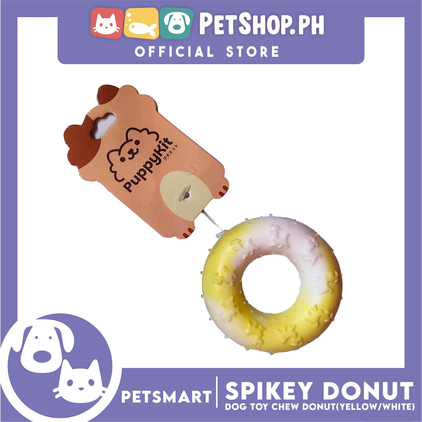 Pet Toy Dog Chew Donut Design (Yellow)