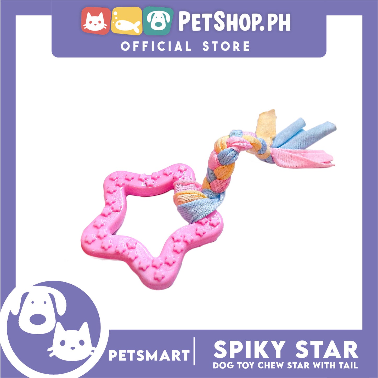 Pet Toy Dog Chew Star with Tail (Pink)