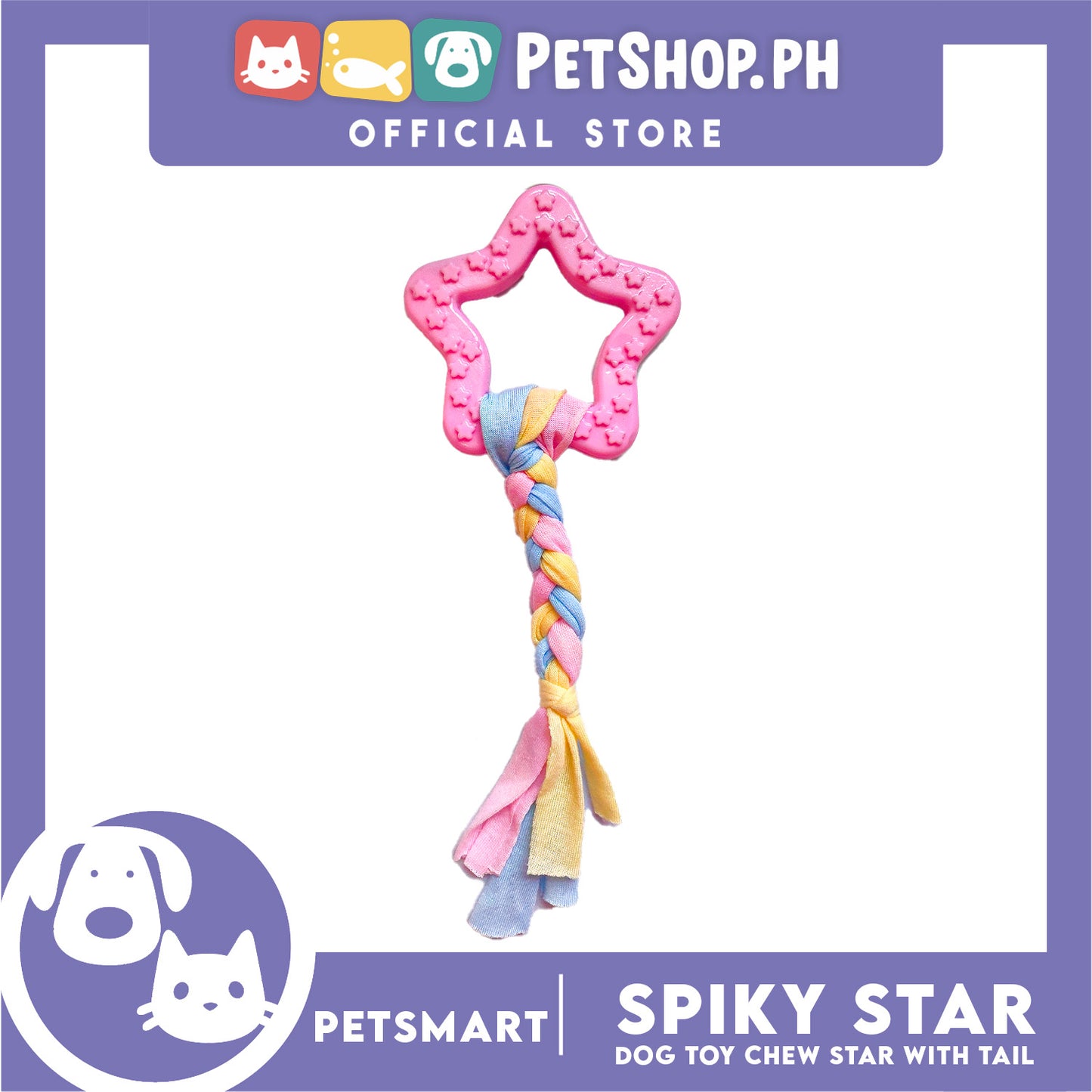 Pet Toy Dog Chew Star with Tail (Pink)