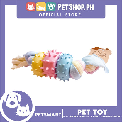 Pet Toy Dog Chew Spiky Wheels (Blue / Yellow / Pink)