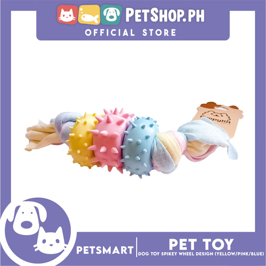 Pet Toy Dog Chew Spiky Wheels (Blue / Yellow / Pink)