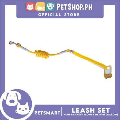 Pet Harness with Leash (Yellow) Flower Design