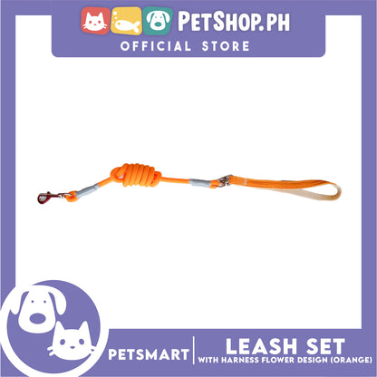 Pet Harness with Leash (Orange) Flower Design