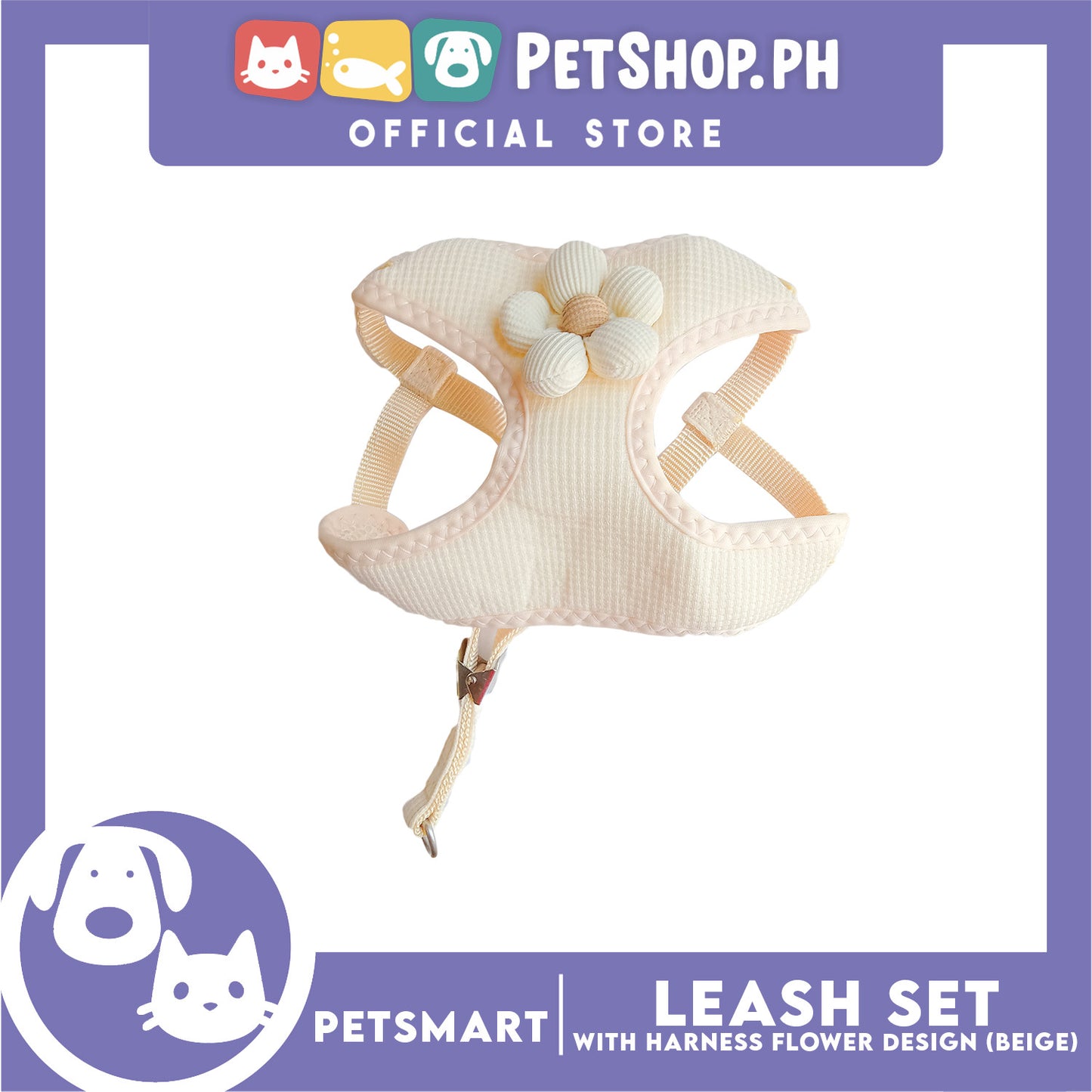 Pet Harness with Leash (Blue Green) Flower Design