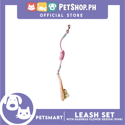 Pet Harness with Leash (Pink) Flower Design