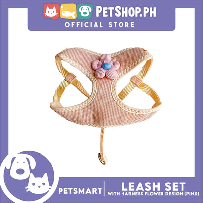 Pet Harness with Leash (Pink) Flower Design