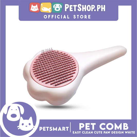 Pet Comb Easy Clean Cute Paw Design (White)