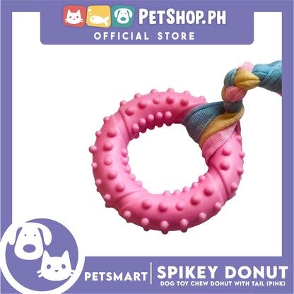 Pet Toy Dog Chew Donut Design with Tail (Pink)