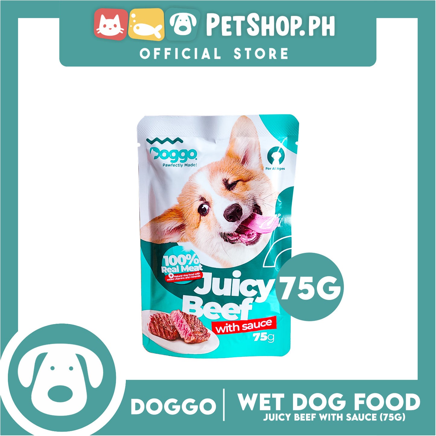 Doggo Juicy Beef With Sauce Dog Wet Food 75g