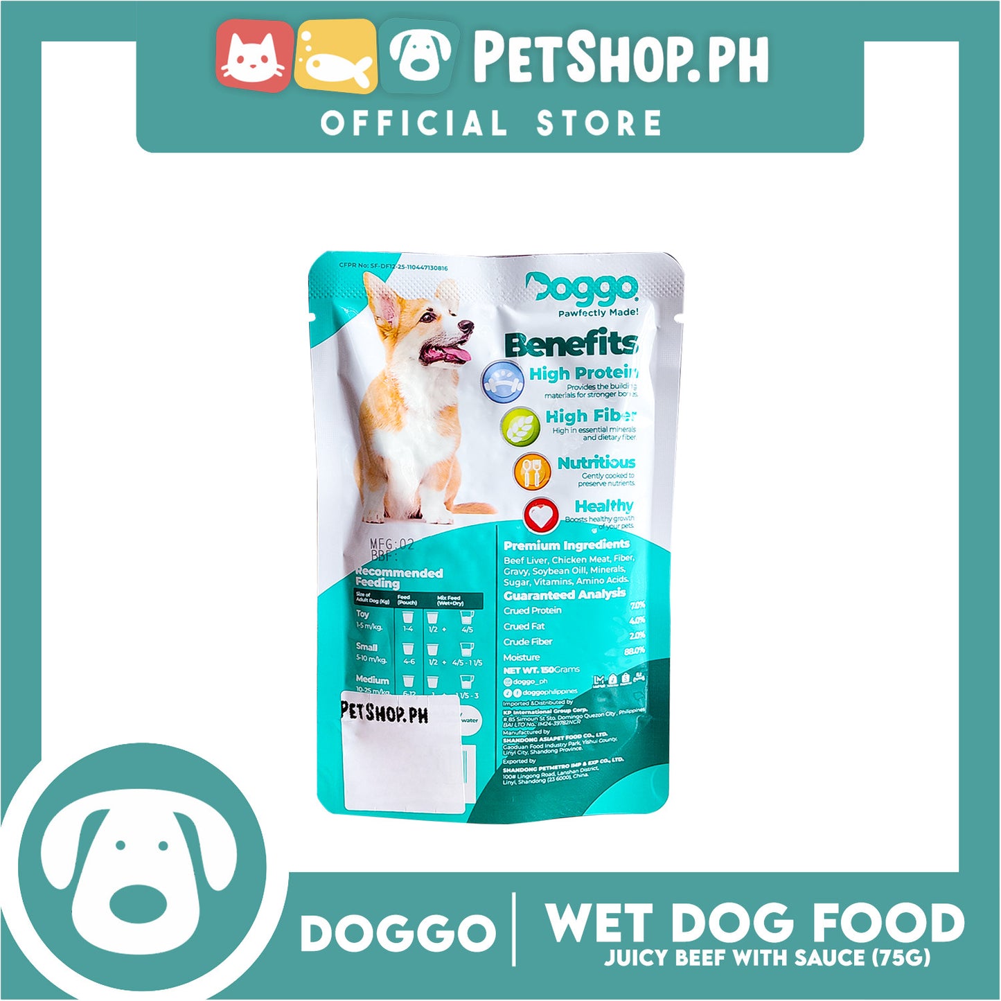 Doggo Juicy Beef With Sauce Dog Wet Food 75g