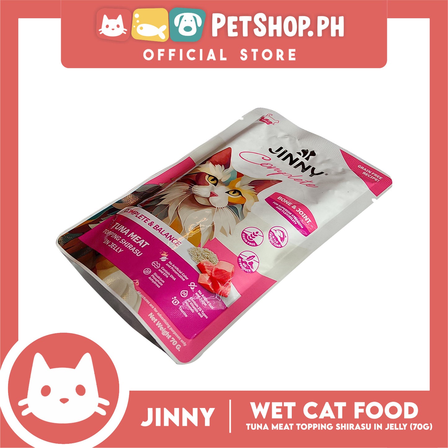 Jinny Urinary Complete and Balance (Tuna Meat and Topping Shirasu in Jelly) Flavor Cat Wet Food