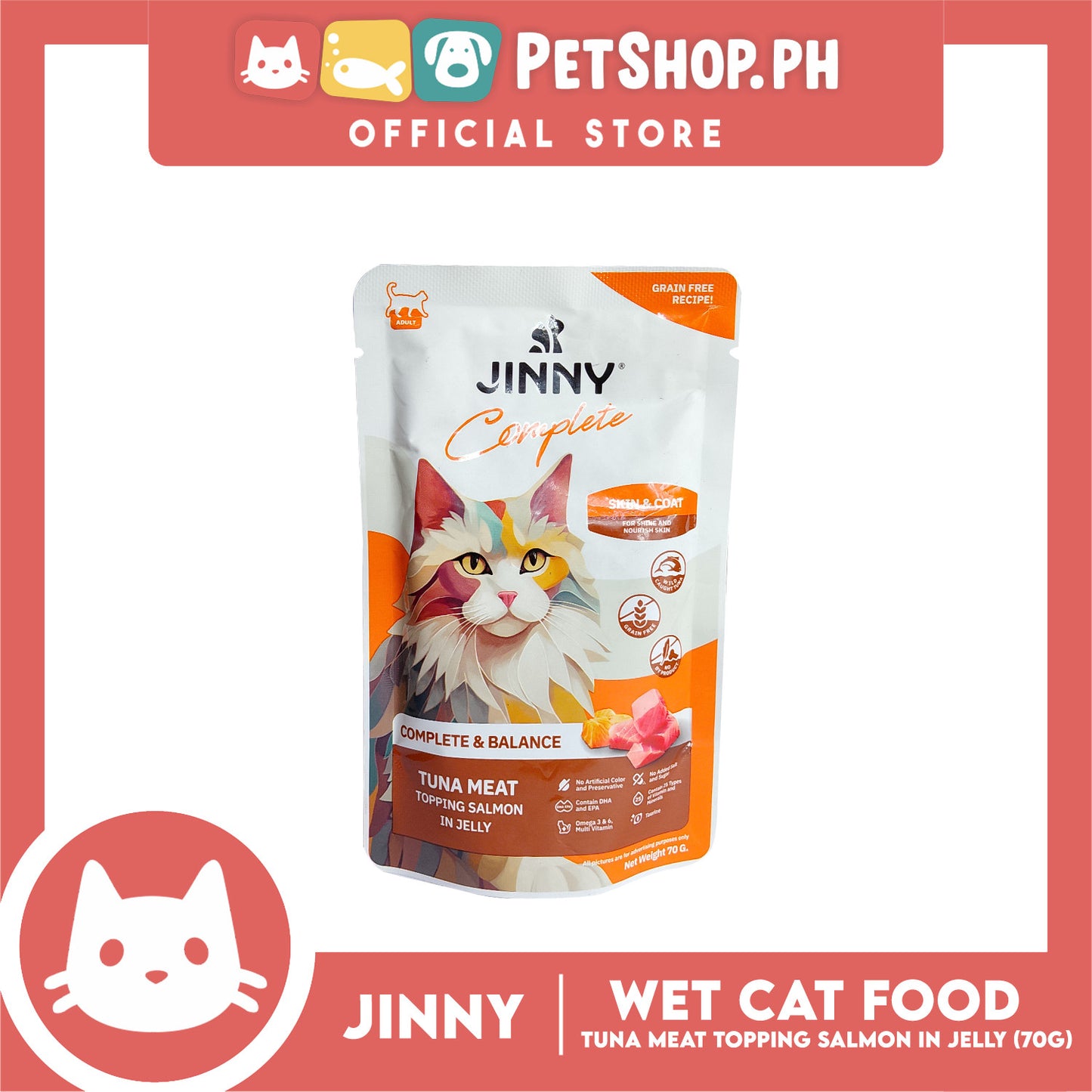 Jinny Urinary Complete and Balance (Tuna Meat and Topping Salmon in Jelly) Flavor Cat Wet Food