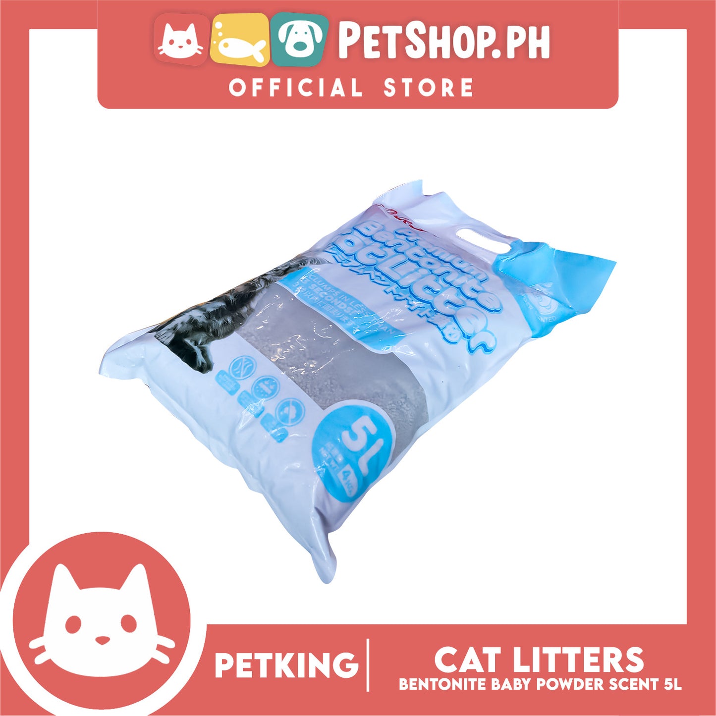 Petking Bentonite Cat Litter (Baby Powder Scented) 5L 4kgs