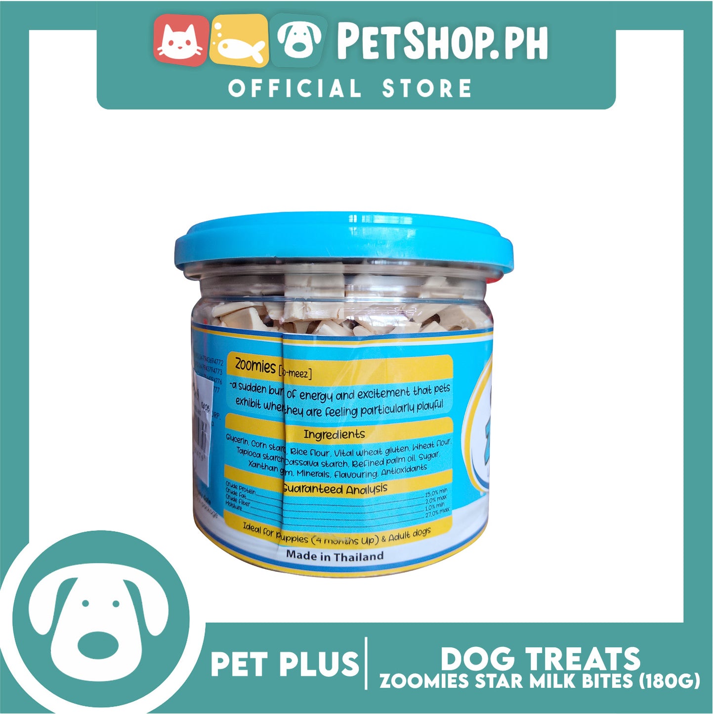 Pet Plus Zoomies Star Milk Bites Dog Treats 180g