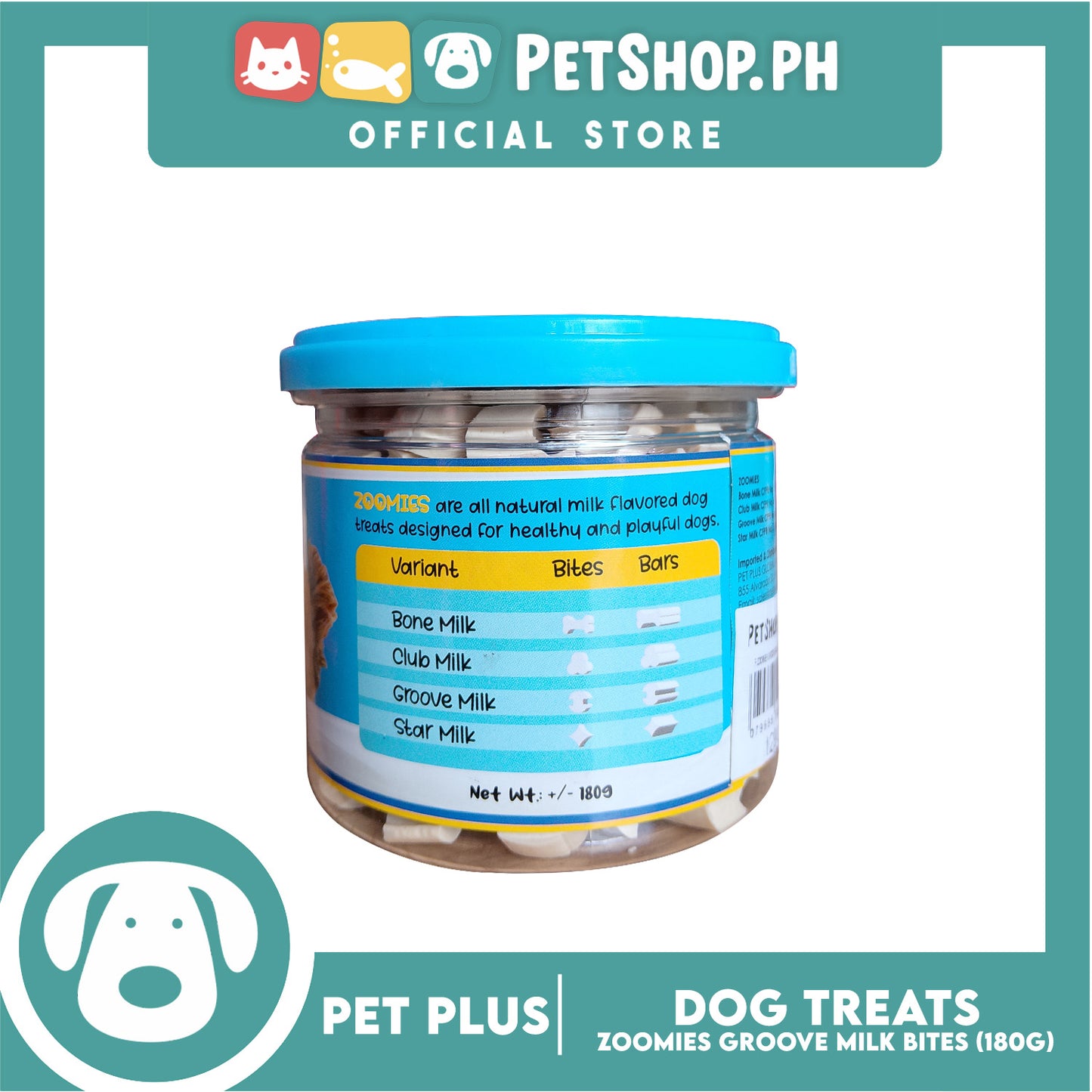 Pet Plus Zoomies Groove Milk Bites Dog Treat 180g