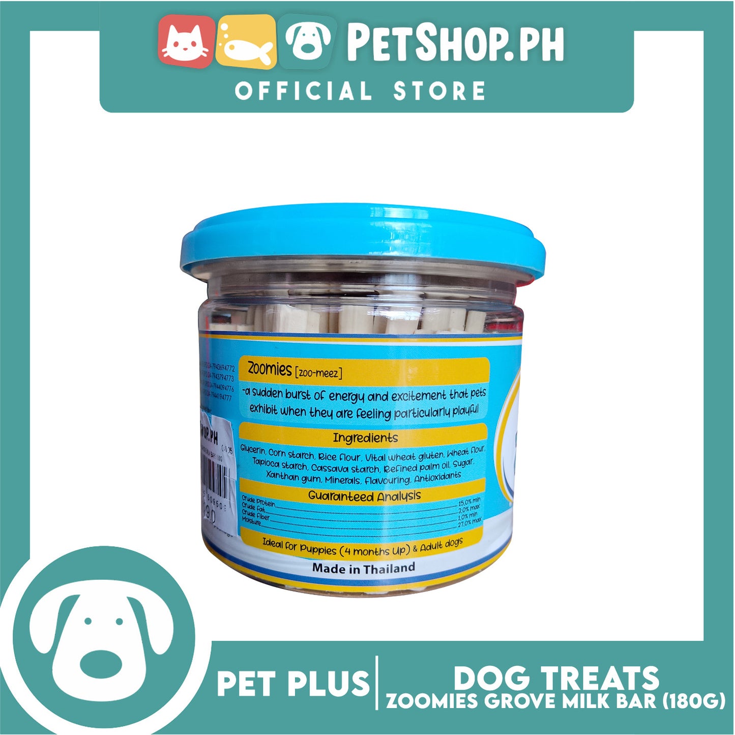 Pet Plus Zoomies Groove Milk Bars Dog Treats 180g