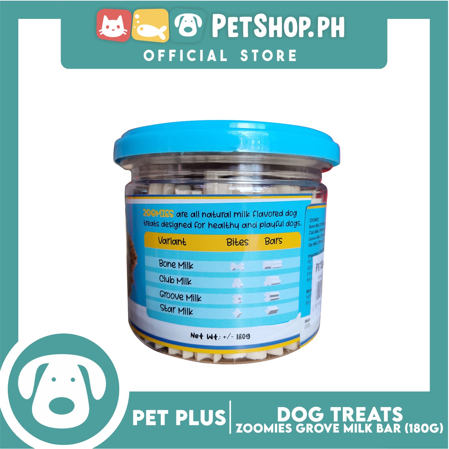 Pet Plus Zoomies Groove Milk Bars Dog Treats 180g