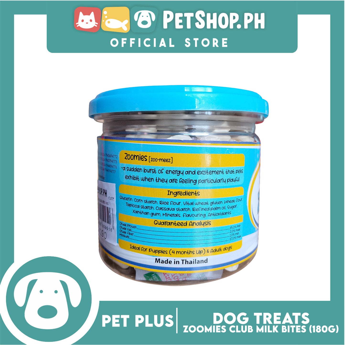 Pet Plus Zoomies Club Milk Bites Dog Treat 180g
