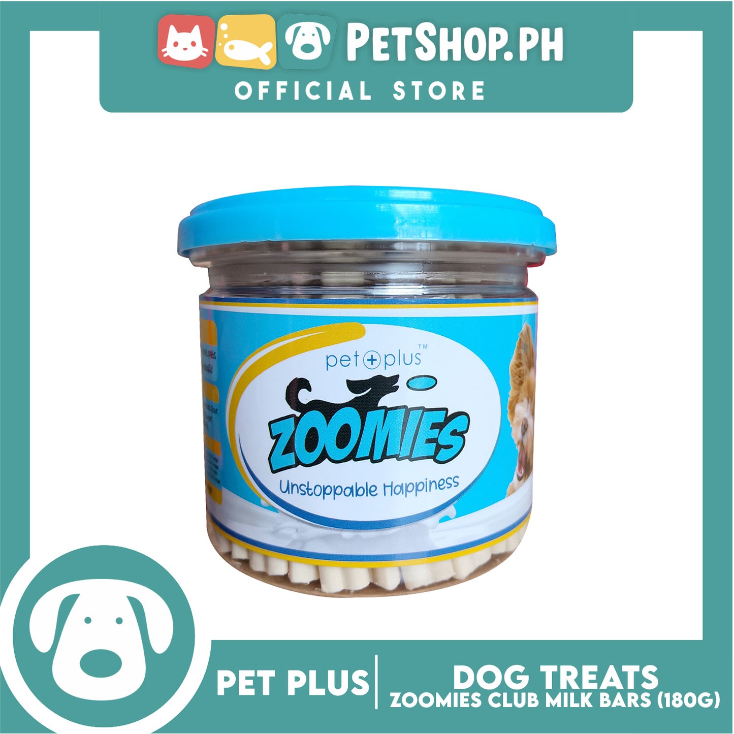 Pet Plus Zoomies Club Milk Bars Dog Treats 180g