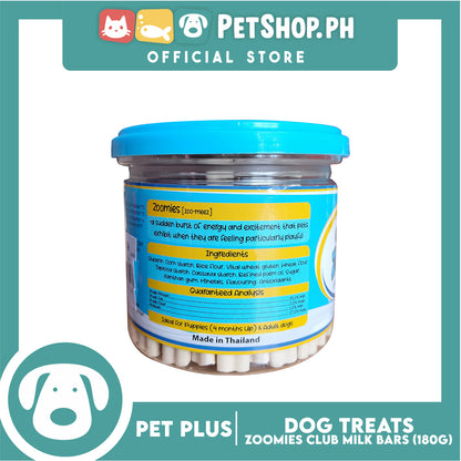 Pet Plus Zoomies Club Milk Bars Dog Treats 180g